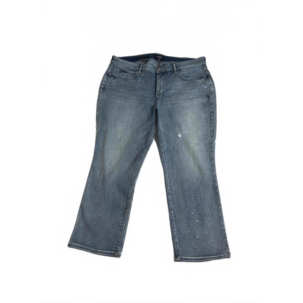 NYDJ Marilyn Straight Leg Distressed Blue Jeans 20W